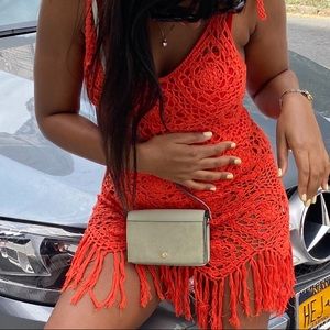 Orange Crochet Beach Cover-up